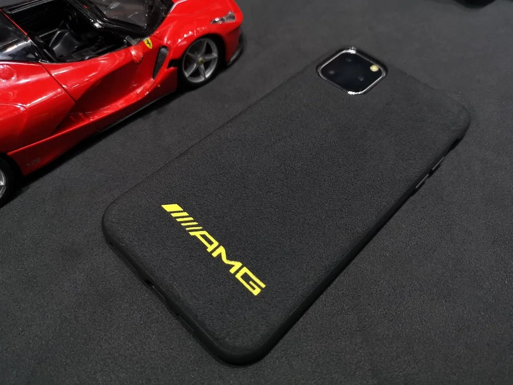 Custom most durable embossed Flipping Fur Suede car logo series mobile phone case plain mobile cover for iphone