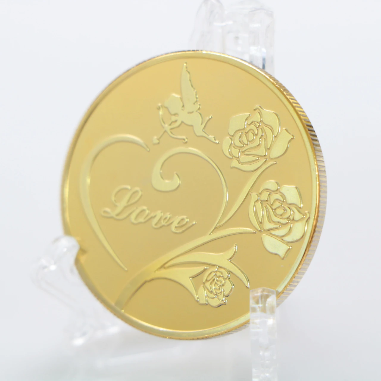 

In Stock Wholesale Valentine's Day Wedding Holiday Decoration Gift Metal Crafts Personalized Plain Gold Silver Coins for Sale