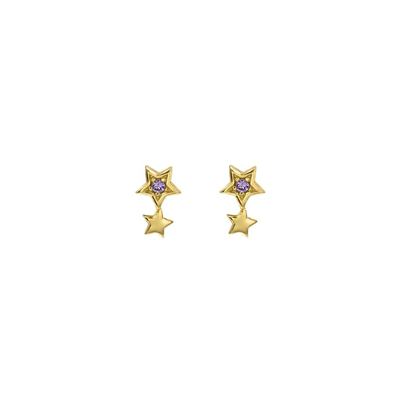 

2021 New fashion girls mini jewelry 925 sterling silver 18k gold plated star zircon stud earrings