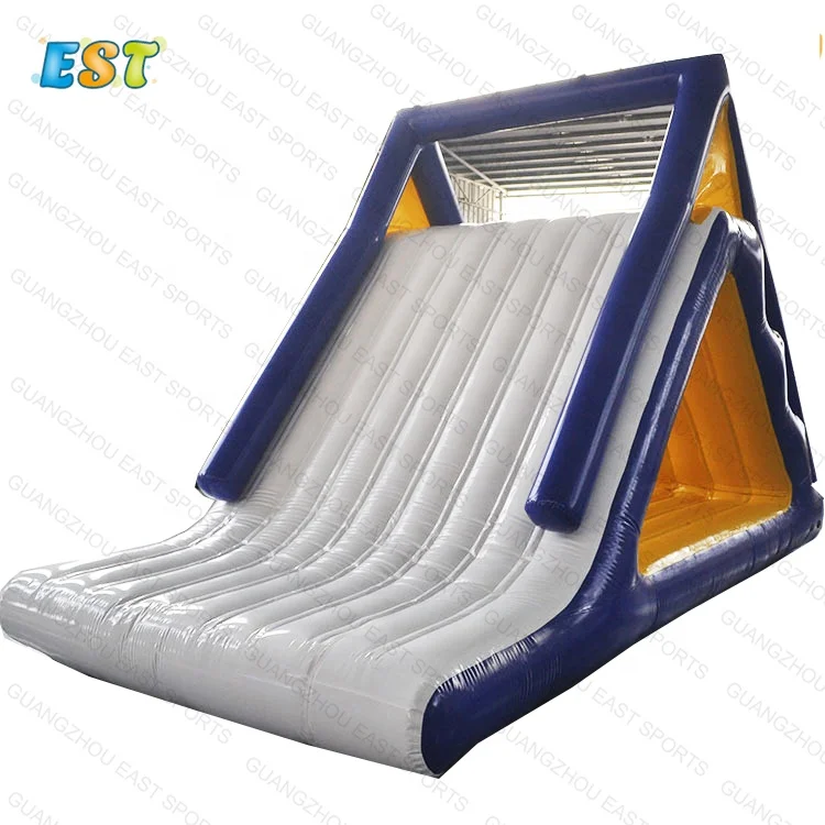 

China Wholesale Inflatable Floating Triangle Water Slide Floating Water Slide Toy, Blue, yellow, green white,