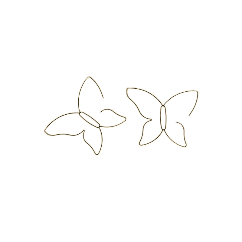 

Fashion Black Silver Gold Wire Butterfly Stud Earrings Women, Gold , silver, black