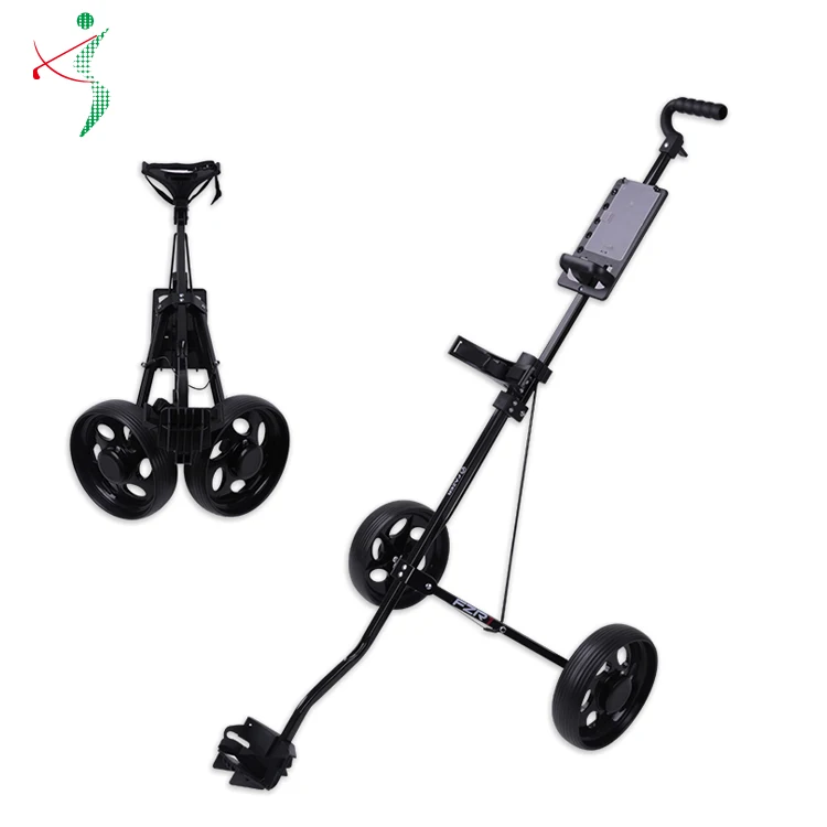 

Wholesale Cheap Golf Cart 2 Wheels Golf Push Pull Trolley Steel Foldable Black Caddy Style Outdoor