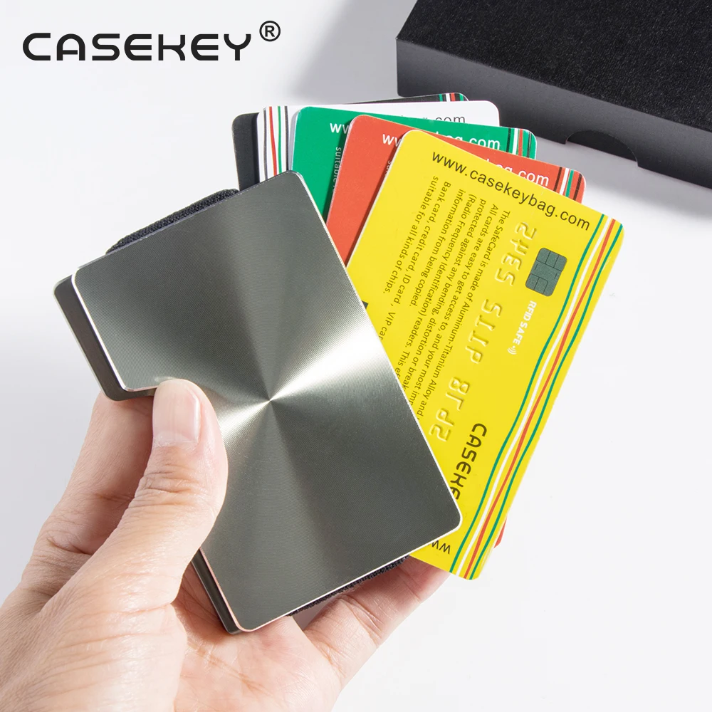

Casekey High Quality Sunshine Finish Minamalist Aluminum Visa Credit Cards Wallet with RFID Money Clip, Black,red,gloden,sliver,grey,blue,green,rosemary