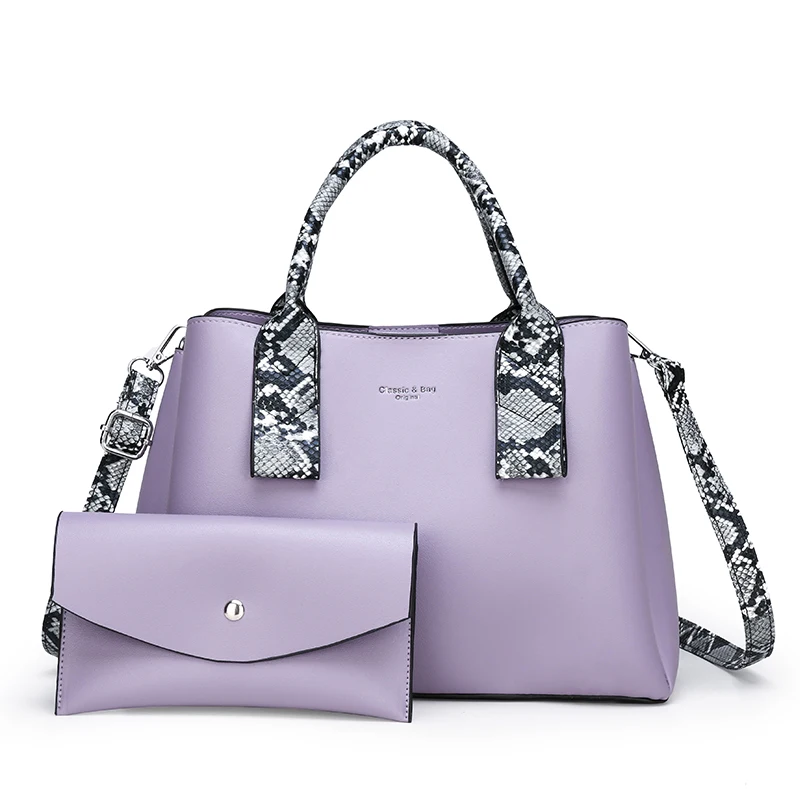 

Loq moq high quality luxury ladies classic 2 pieces hand tote bag purse and pu leather handbag for women in set