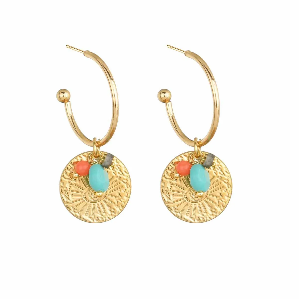 

2021 Trendy Bohemian Styles 14k Gold Stainless Steel Fashion Natural Stone Drop Earrings Jewelry Women, Gold/steel