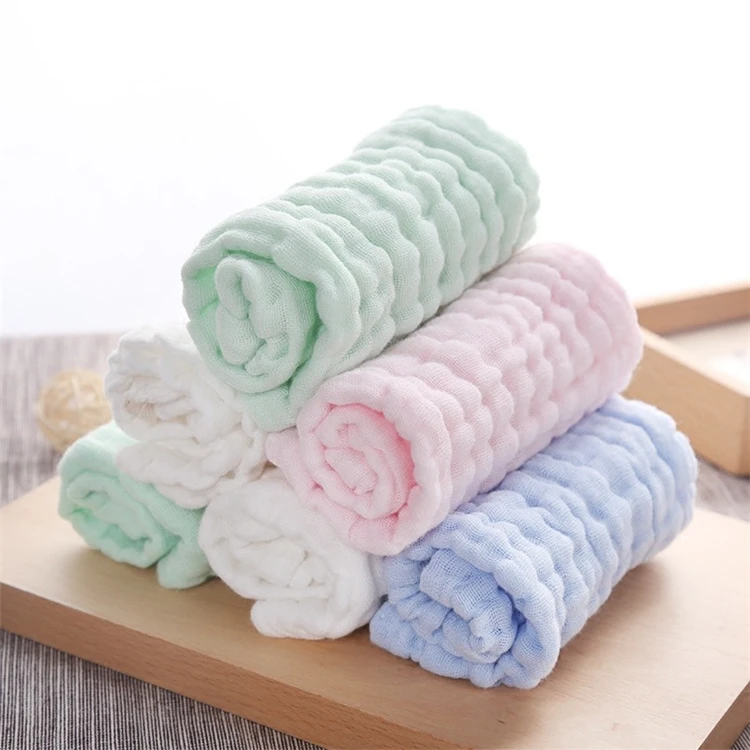 

100 Cotton Muslin Gauze Cheap Hand Towels Small Face Baby Towel Infant Burp Cloth, Stripe