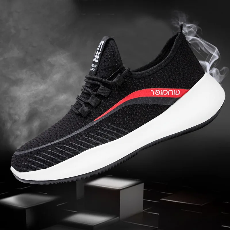 

2020 New summer version Breathable Wear resistant sole Men Bandage Running shoes with soft soles No-slip Men Sneakers, Black