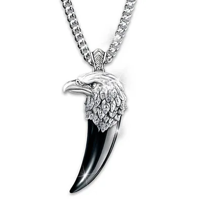 

Vintage Punk Eagle Head Spike Pendant Hip Hop Men's Cool zinc alloy Black Wolf Tooth Pendant Necklace Jewelry Gift