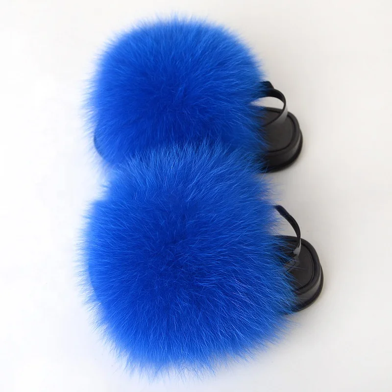 

QX16-2 2021 Fashion Fur Shoes For Kids Soft Sole Real Fox Fur New Design Children Sandals, As picture or custom
