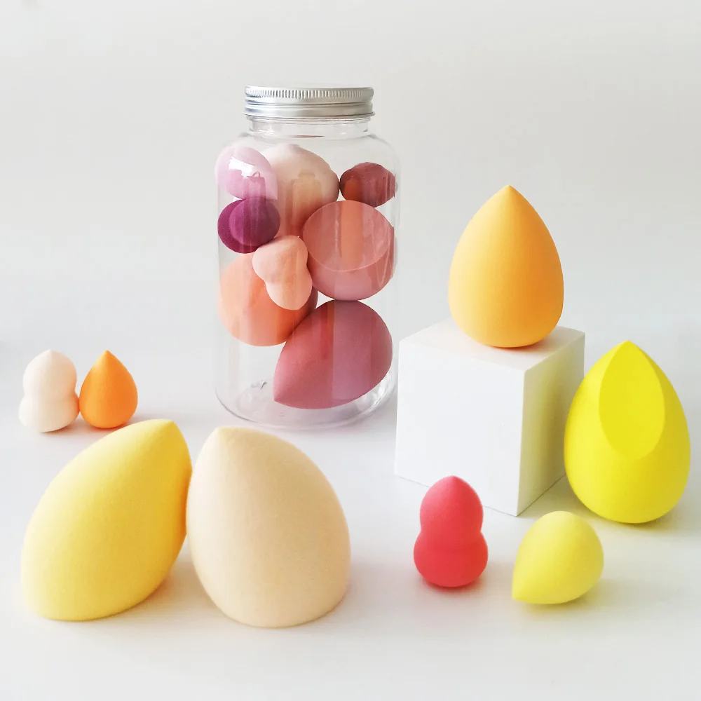 

Beaumaker 2021 Makeup Sponge Puff Latex Free 40*60 Hydrophilic 8pcs Bottle Packaging Beauty Makeup Blender, 4 colors for option