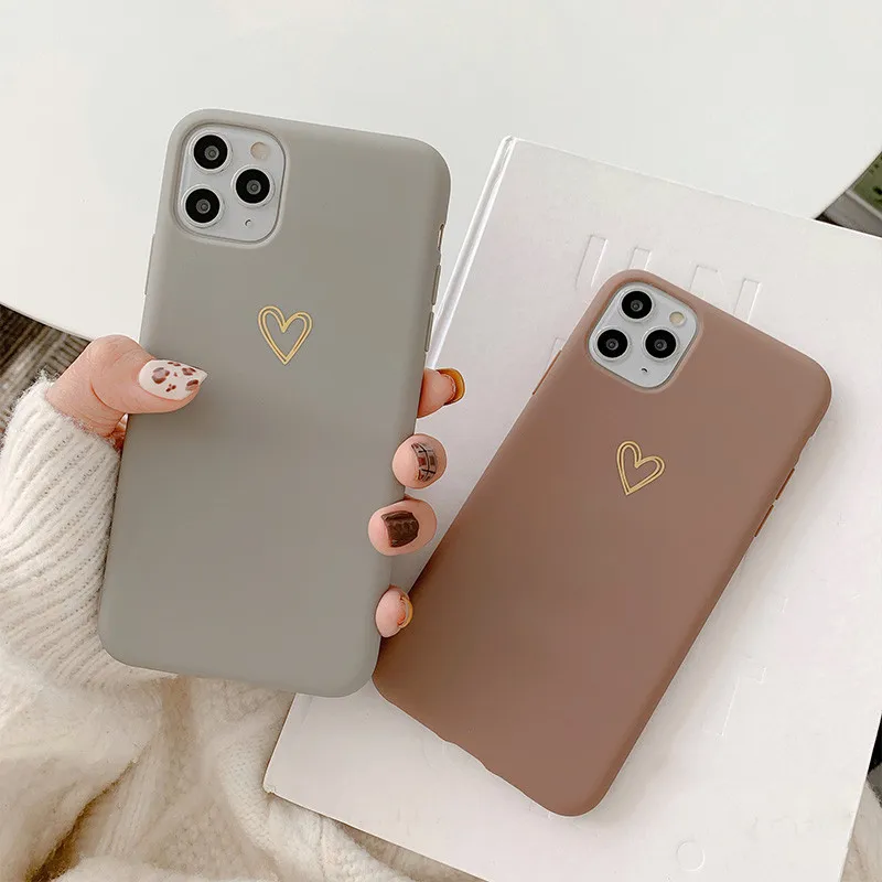 

Ultra-thin soft gold heart pattern silicone protective case For iPhone 6 6s 7 8 Plus X XR XS MAX iPhone 12 11 Pro Max back case