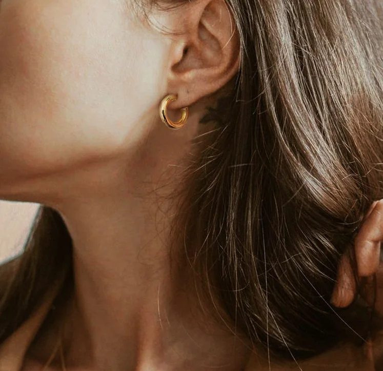 

Top selling IG fashion chunky gold filled open hoop earrings, 18k gold