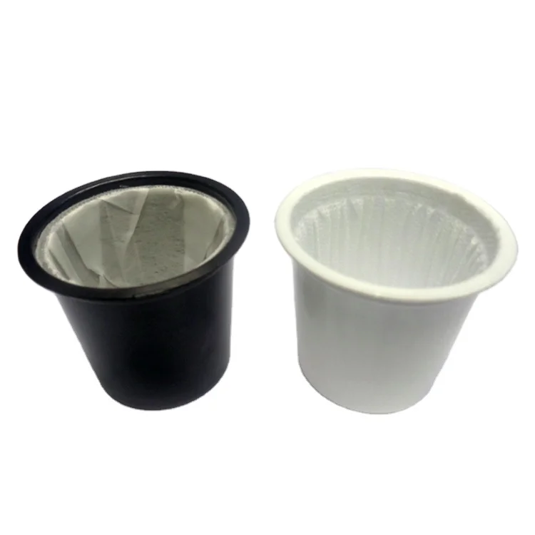 

Competitive price new product custom empty biodegradable coffee capsule k cup with filter paper, White black