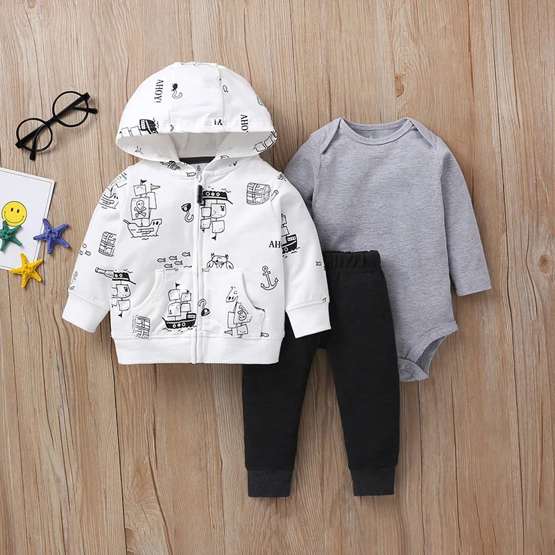 

CHUYA OEM Doodle Autumn Infants Three Piece Set HA09300