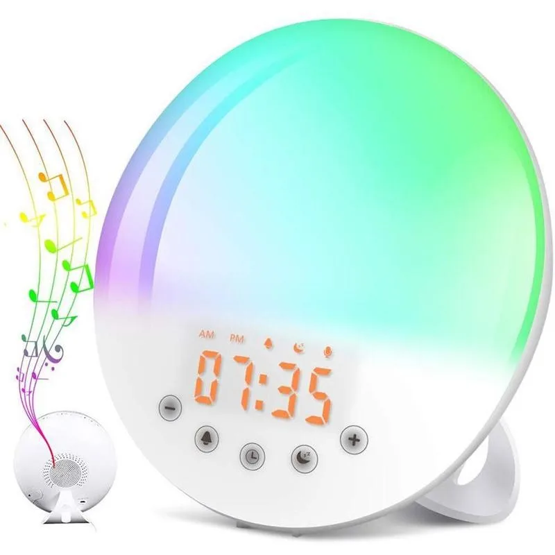

Fm Radio Dual Wake Up Light Wifi Smart Workday Alarm Clock With 7 Colors Sunrise/sunset Digital Led Bedside Lamp Beat Gift