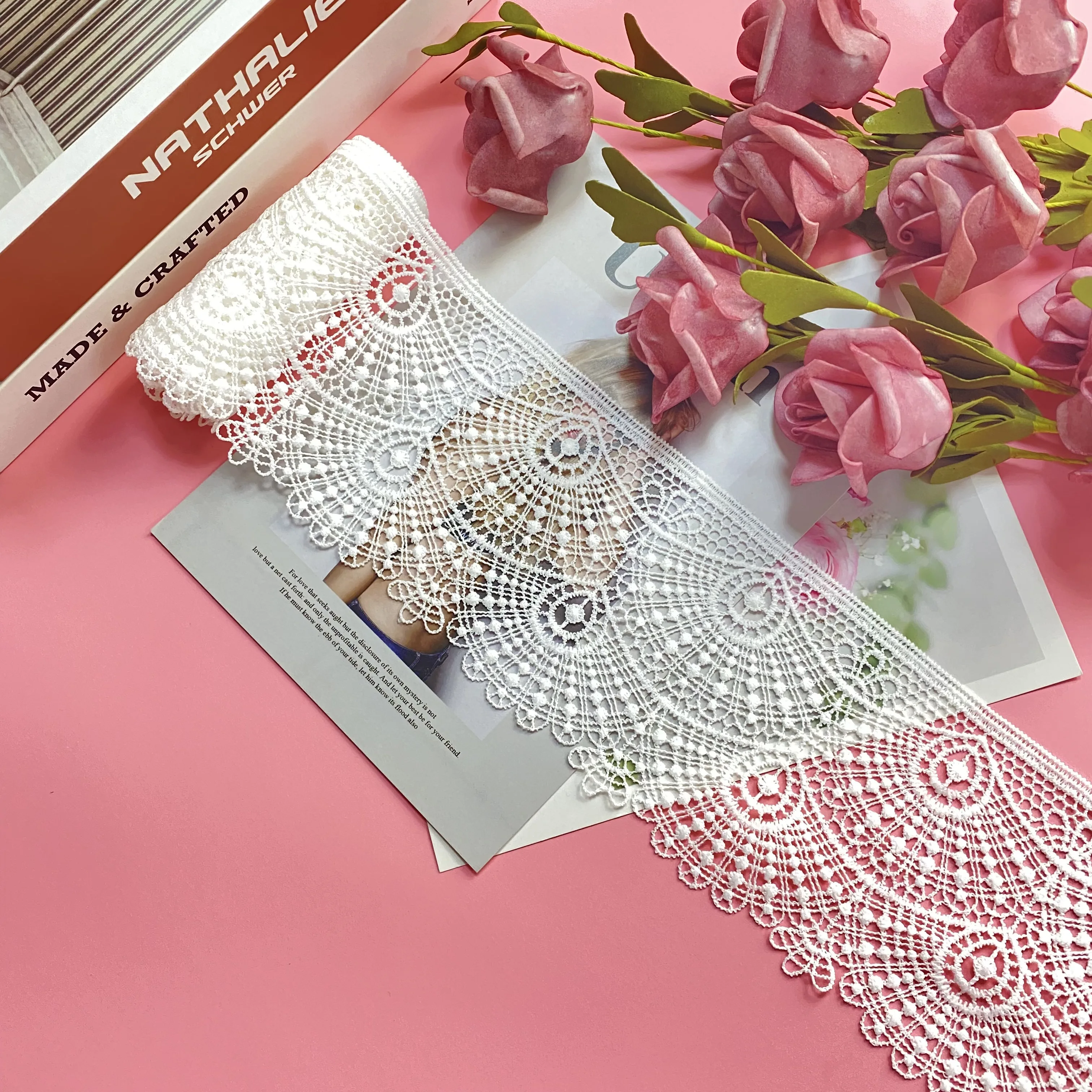 

New clothing accessories white milk polyester water soluble embroidery lace