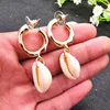Sea Shell Earrings For Women Gold Color Metal Shell Statement Earrings