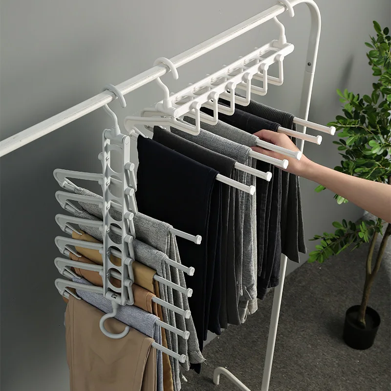

New Fashion Multifunctional Folding Pants Rack Pants Clip Household Magic Hanging Pants Hanger Storage Tool Multi-layer