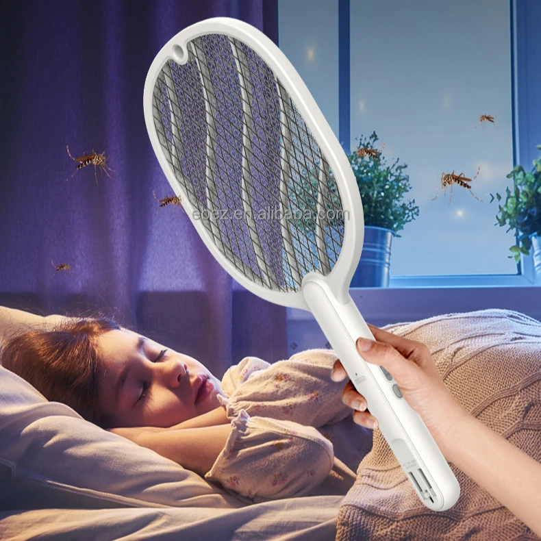 

EBEZ Amazon Hot Selling 2AA Battery Rechargeable Fly Killer Racket Bat Electric Mosquito Killer Mosquito Swatter