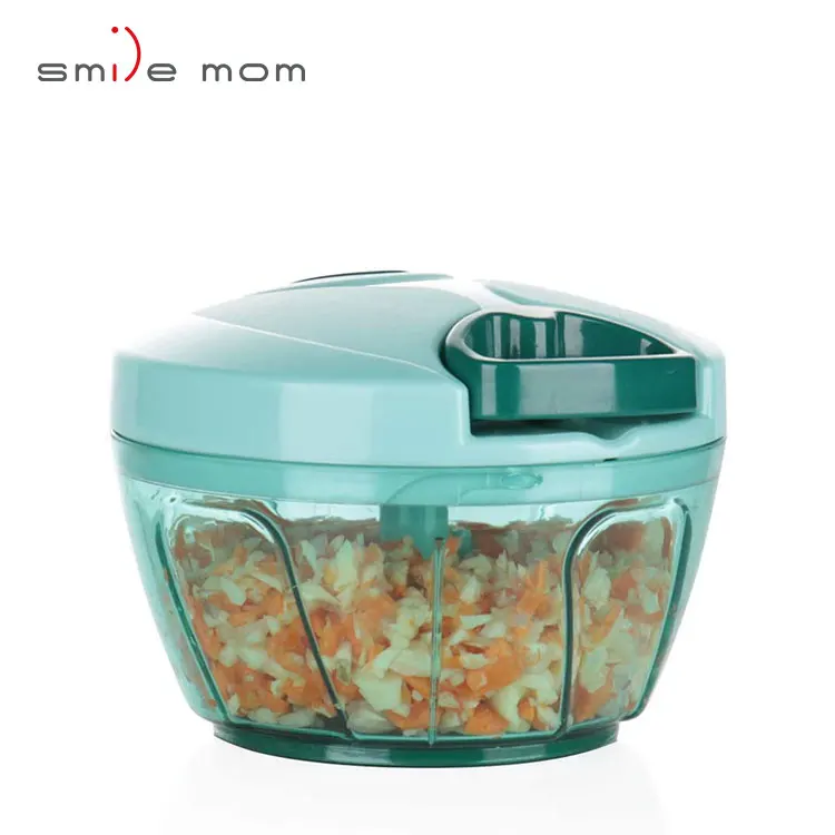

Kitchen Tool 2 in 1 stainless steel blades multi function hand pull vegetable potato Fruit Food Chopper, Green