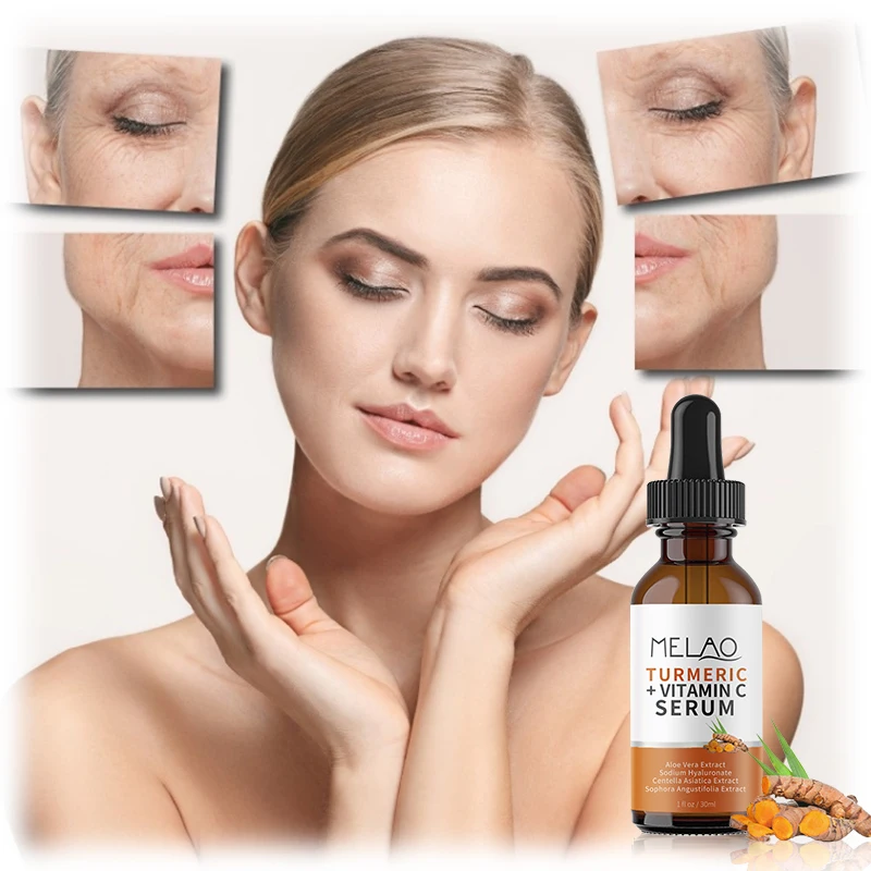 

OEM/ODM Private Label Organic Vegan Natural Brightening Skin Care Face Serum Whitening Vitamin C Turmeric Serum, Transparent