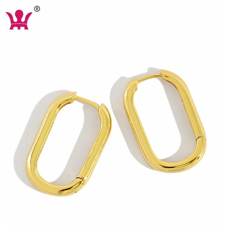 

Wholesale Customizable Oval 925 Silver Earring Square Shape Earrings For Woman, Platinum,gold