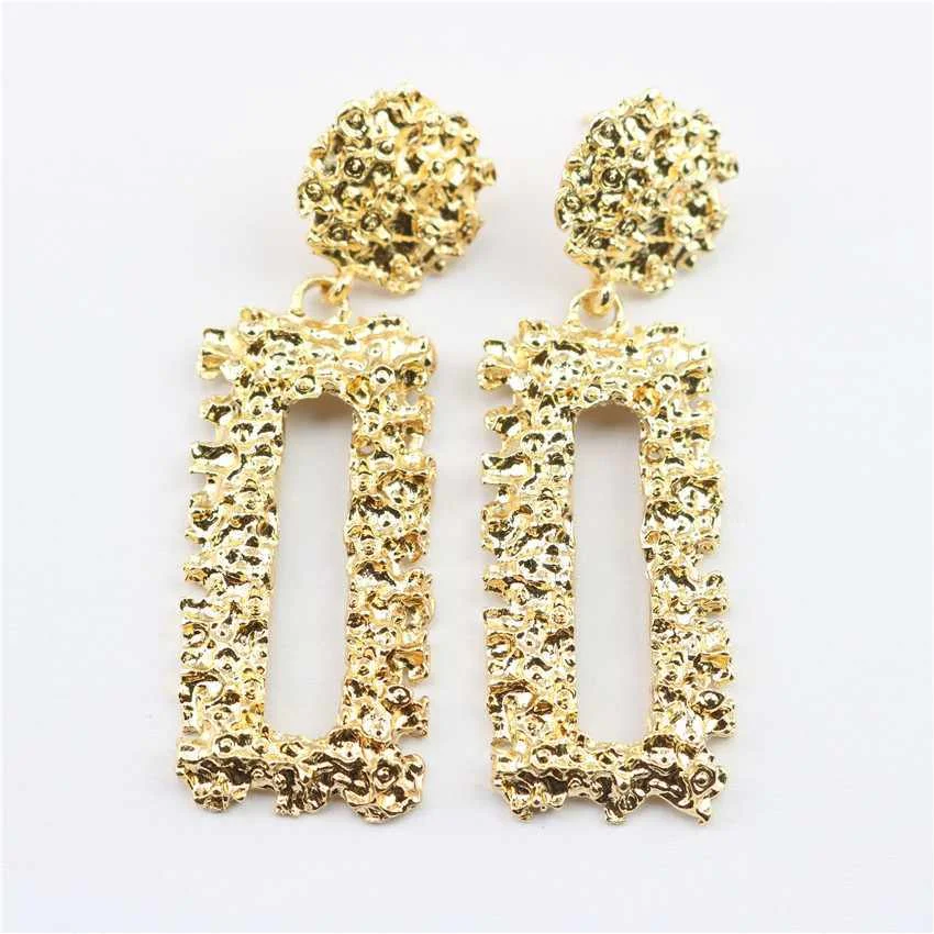 

2021 New Arrivals Statement Exaggerated Big Gold Geometric Dangle Earrings for Women, As photos