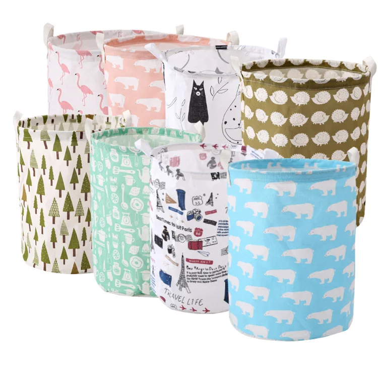 

Cotton Linen Waterproof Baskets Fold Dirty Clothes Storage Bag For Household, See pictrue