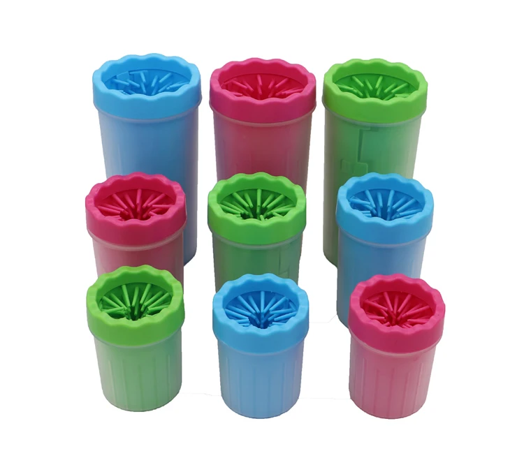 

New design and production dog foot cleaner paw cleaner cup pet foot cleaner, Red/green/blue or customized