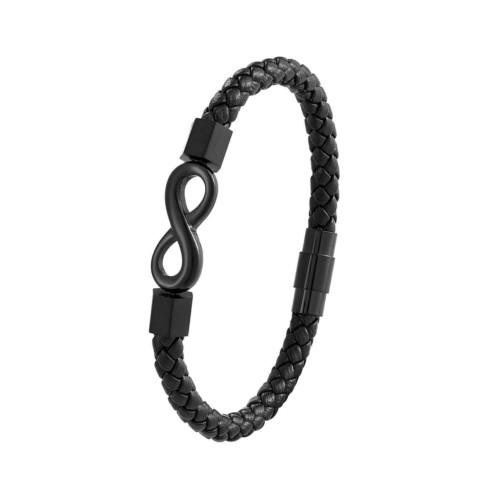 

Fashion Simple 8 Shape Infinity Men Bracelet Stainless Steel Leather Bangle Bracelet For Men Genuine Leather Woven Bracelet