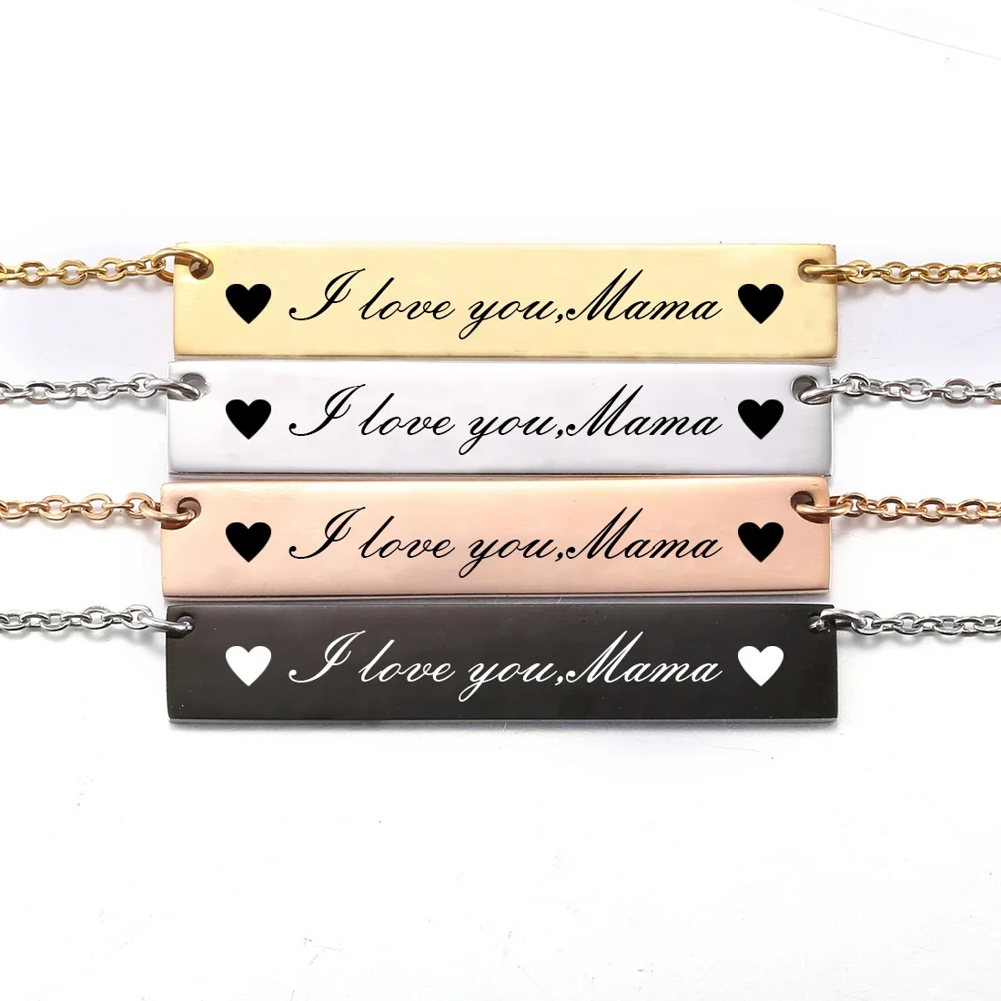 

VEROMCA Titanium Steel Flat Bar Necklace DIY Hand Made Stainless Steel Bar Long Bar Pendant Necklace, Silver,gold,rose gold and black