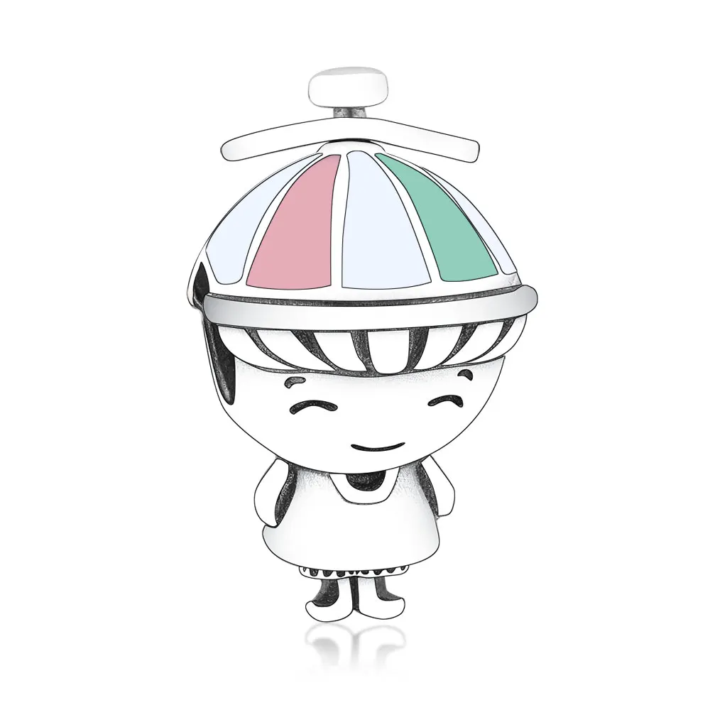 

Factory Outlet Wholesale 925 Sterling Silver Lovely Boy With Propeller Enamel Hat Beads Charm For Jewelry Making