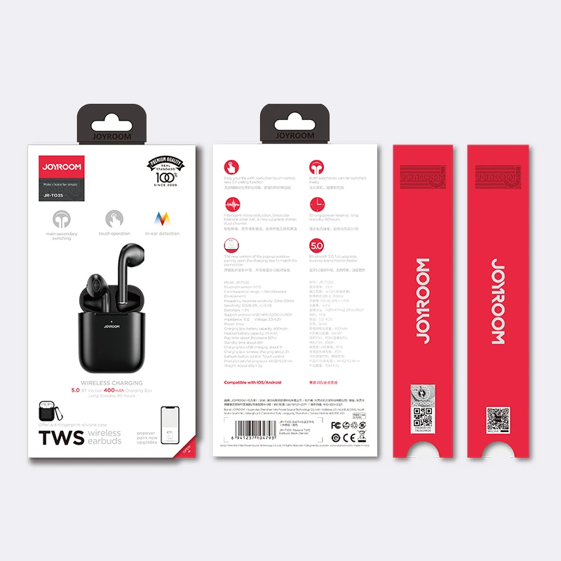 

Joyroom T03S Black in-ear detection TWS Earbuds wireless earphones headphones wireless charging box Airoha