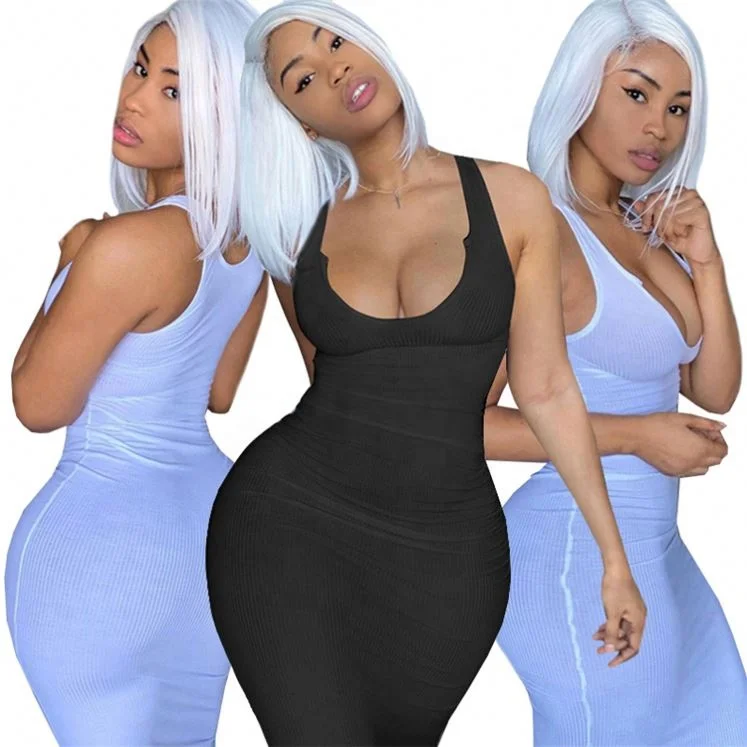

2021 Sexy Ladies Casual Clothing Bodycon Maxi Dress Summer Club Long Skirts For Women