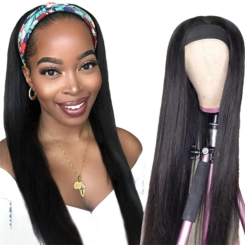 

2021 good hair vendors  Brazilian hair wigs fashion wig wholesale Straight headband wigs, Natural color
