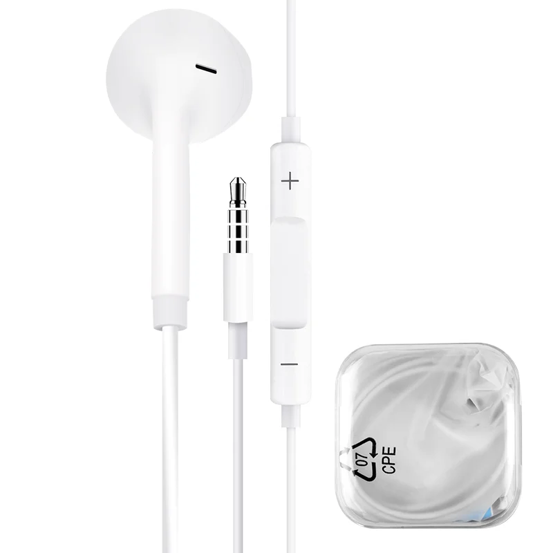 

wholesale super bass wired microphone mp3 in-ear earphone handsfree, White/black