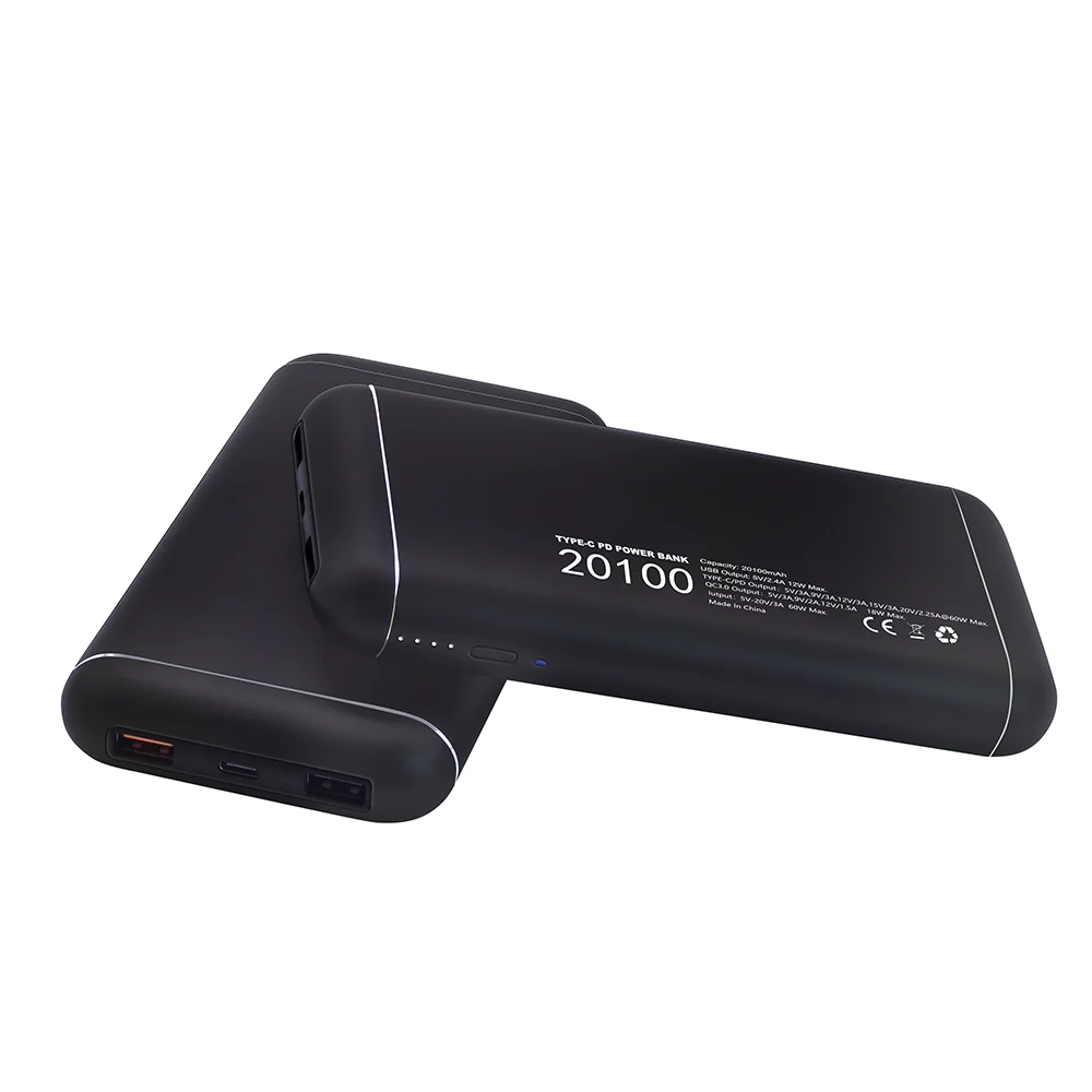 

PD Laptop External Power Bank with HUB Function for Mackbook 20000mAh Power Banks, Black, silver