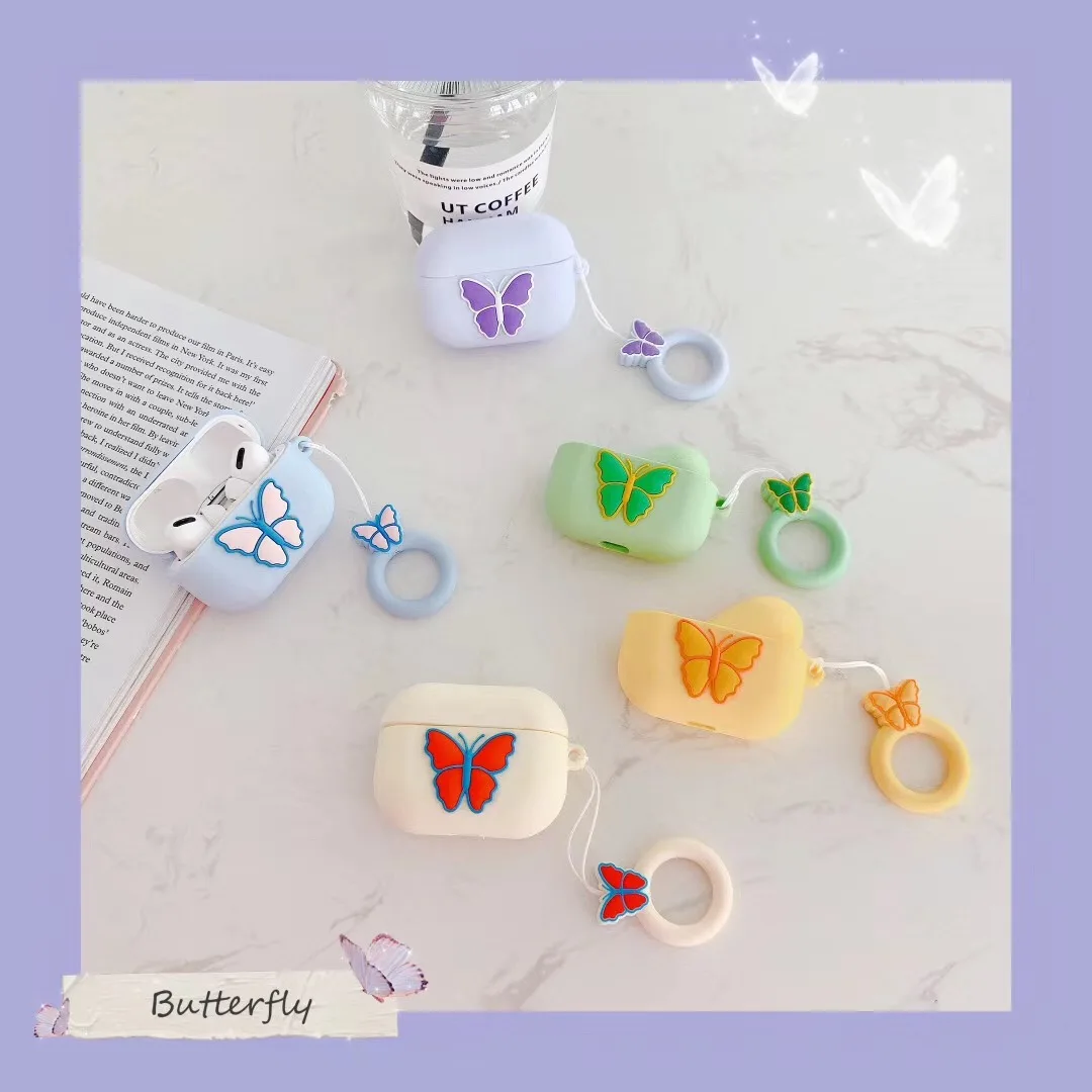 

INS butterfly for airpods case silicone creative waterproof for airpod case cover keychain for airpods cases 2020