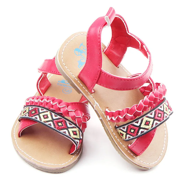 

2021 High Quality Red Black Baby Shoes Hard Bottom Rope Sandals