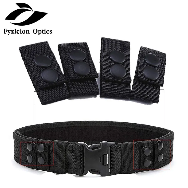 

4Pcs/Set Tactical Belt Buckle Police Military Accessory Double Snaps Nylon Tactical Belt Loop Holder Keeper, Black