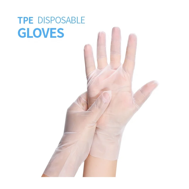 

Cost-effective Disposable Plastic Gloves Pe Plastic Gloves Transparent Poly Food Polyethylene TPE Stretch Hybrid Poly Gloves, Blue and transparent