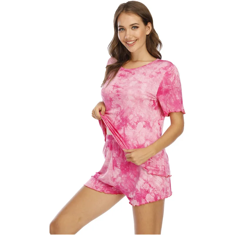 

Women's Sleepwear Modal Tie Dyed Sleepwear Set2 piece Tie Dye women Pajamas set Home wear For Women, Picture color and custom