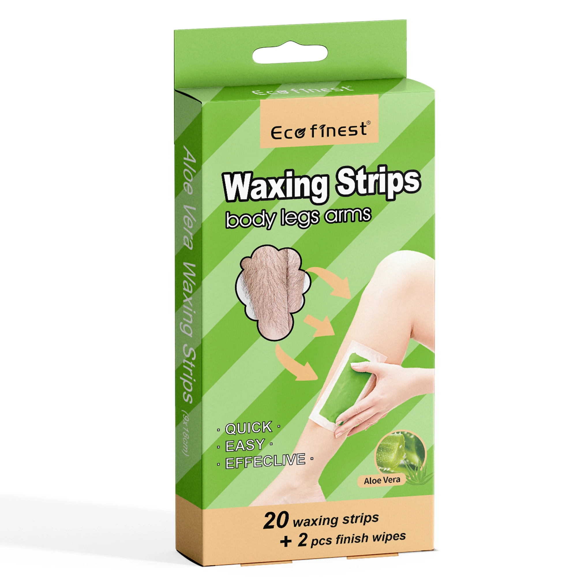 

Eco finest Hair Removal Strips for Face Legs Underarms with 20 Count Body Waxing Strips & 2 Finish Wipes