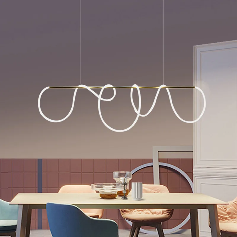 

Zhongshan Restaurant Long Round Art Bar Led Decorative Pendant Lighting Luxury Lamps Modern Linear Chandelier