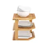 Multi-function 3 Tier Bamboo kitchen corner plate dish shelf organizer rack