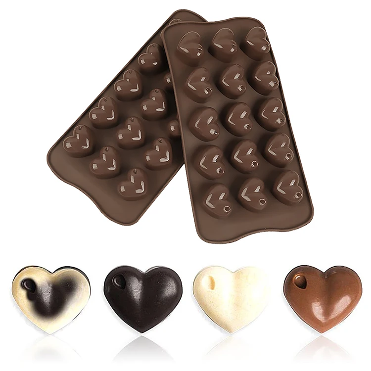 Café bestonzon molde de silicona para chocolate Tarta Hielo Forma de Corazón 15 cavidades 