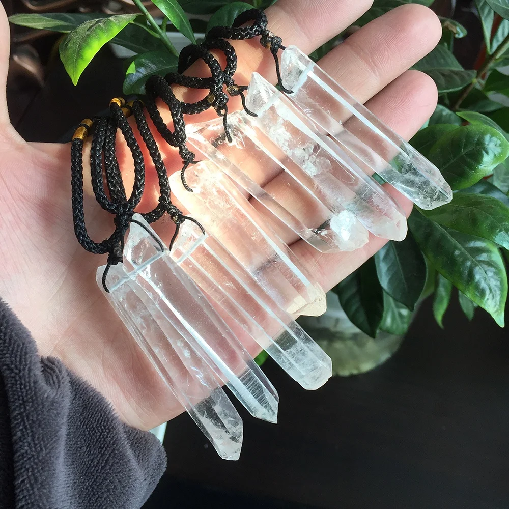 

Wholesale Natural clear quartz white crystal pendant Necklace