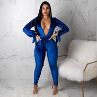 

Solid Deep V Backless Long Sleeve Jumpsuit Jumpsuits Women Jumpsuit 2019