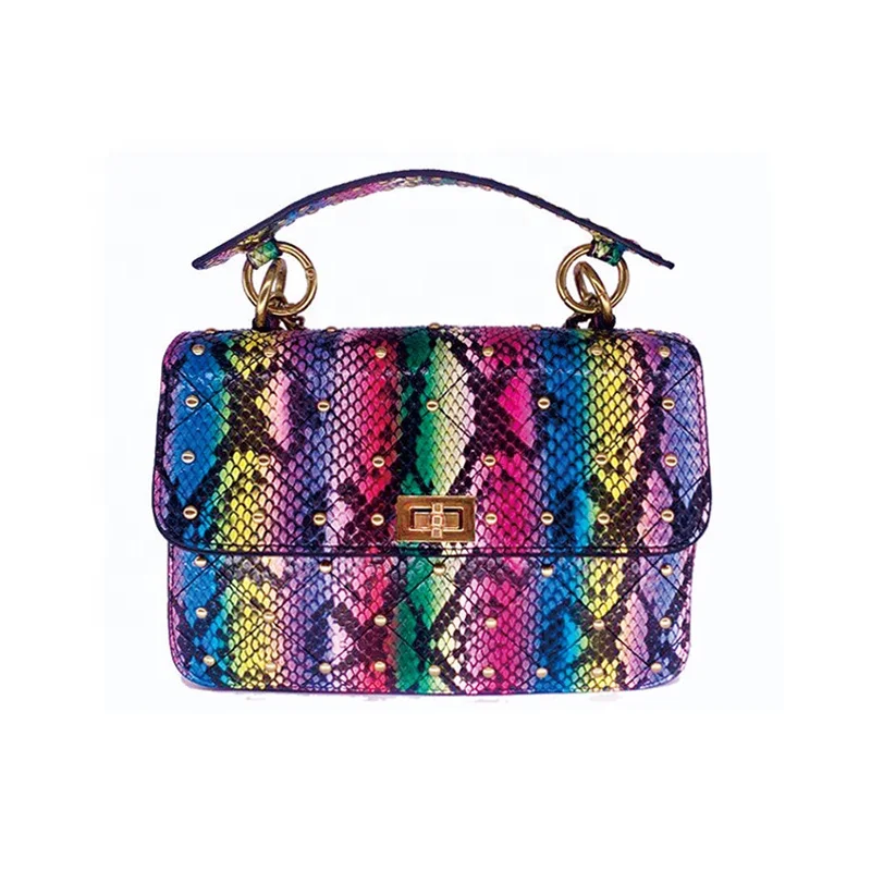 

Wholesale Fashion Women Unique Chain Snakeskin Clutch Bag Handbags