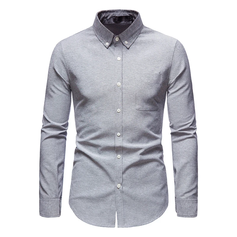 

2021 new men's classic slim and comfortable Oxford shirt printed casual color matching formal shirt